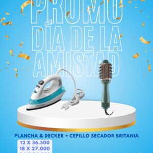 Plancha Black + Decker + Cepillo Secador Britania
