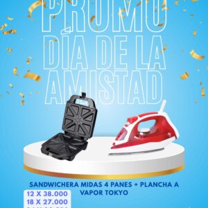 Sandwichera Midas 4 Panes + Plancha a Vapor Tokyo