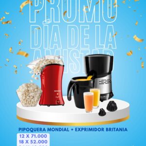 Pipoquera Mondial Popflix + Exprimidor Britania Turbo Pro